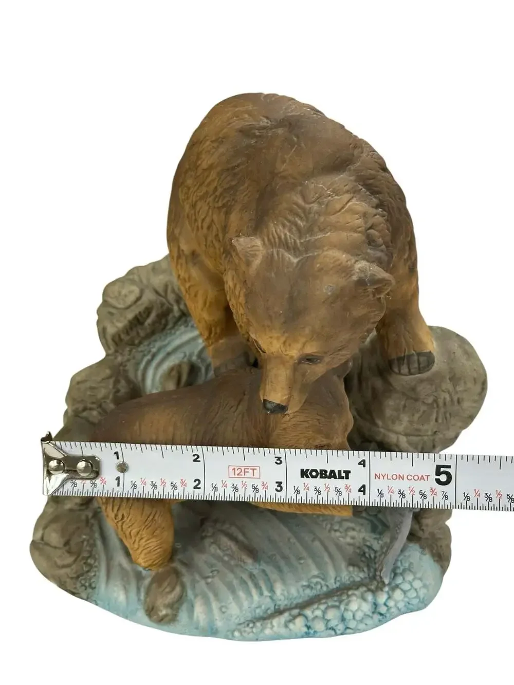 Vintage Arnart 1984 Mother Grizzly Bear and Cub Fishing Porcelain Figurine